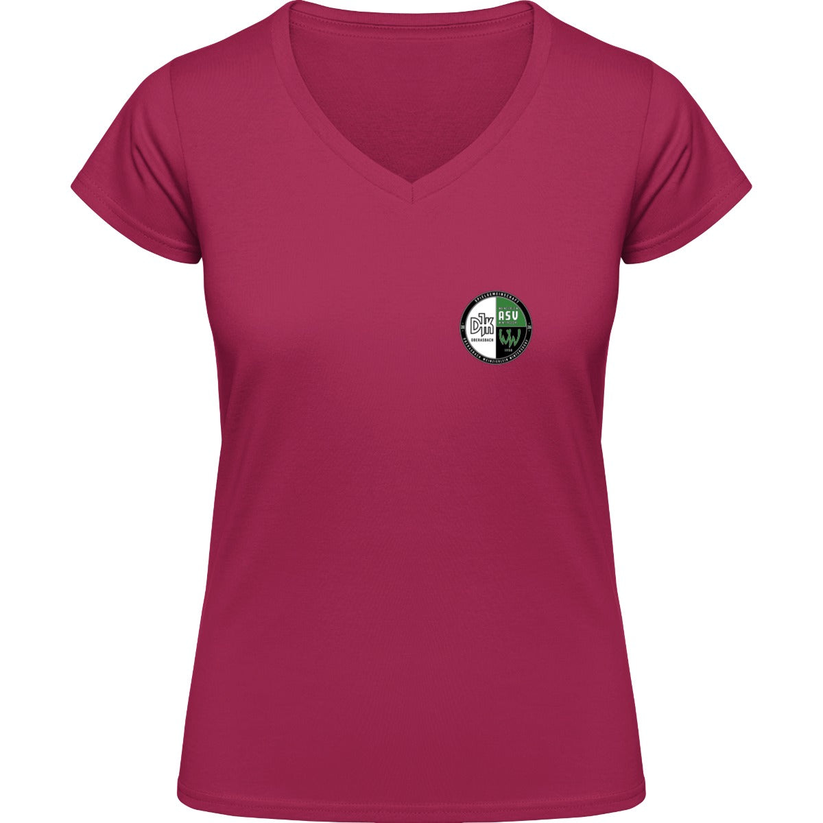 NO. 126 HAKRO DAMEN V-SHIRT CLASSIC – Vereinslogo herzseitig Magenta Vorderseite
