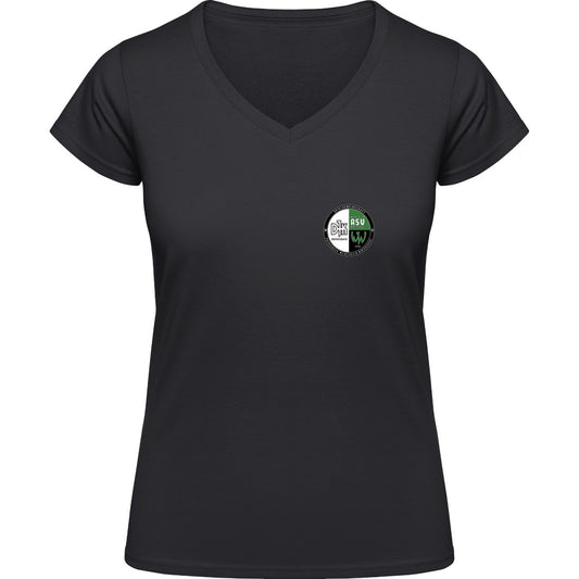 NO. 126 HAKRO DAMEN V-SHIRT CLASSIC – Vereinslogo herzseitig Schwarz Vorderseite