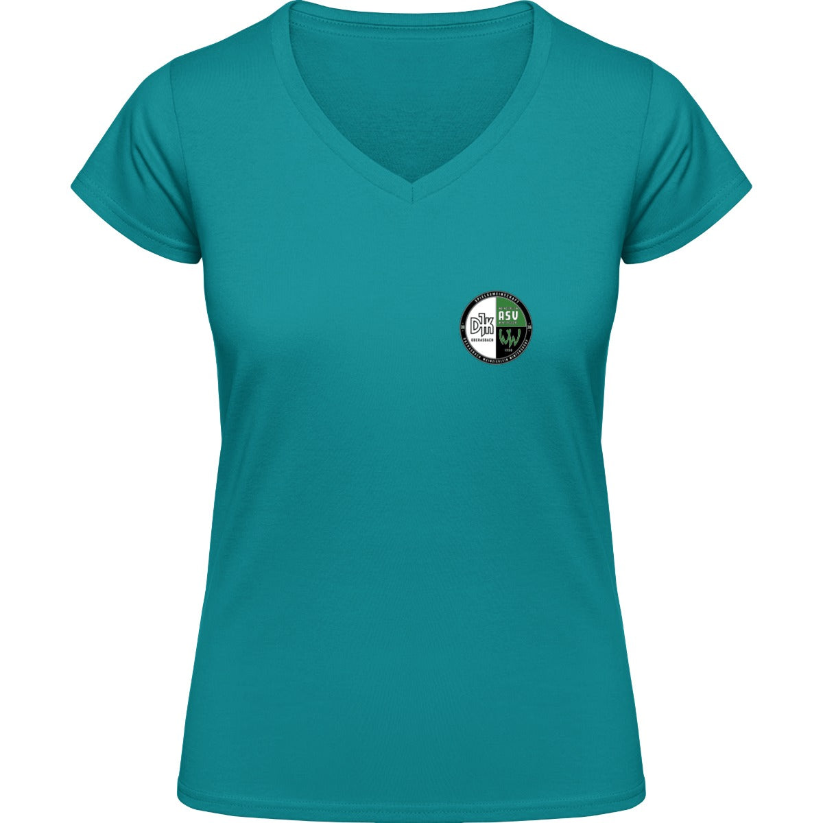 NO. 126 HAKRO DAMEN V-SHIRT CLASSIC – Vereinslogo herzseitig Smaragd Vorderseite