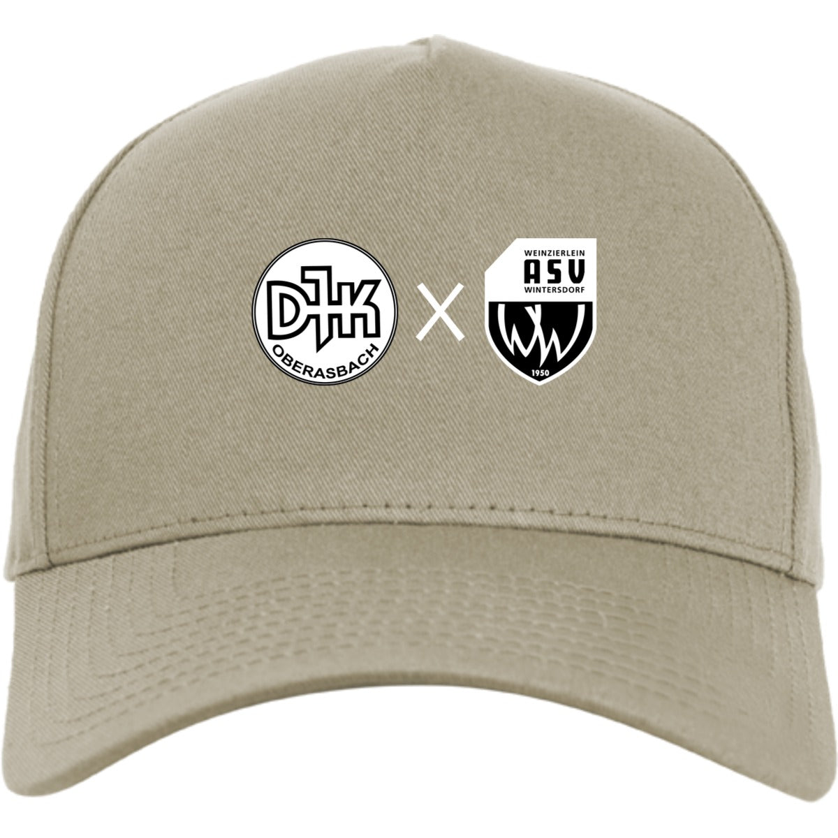 Flexfit 5-Panel Curved Classic Cap mit Snapback FX7707 – Neues Design Beige Vorderseite