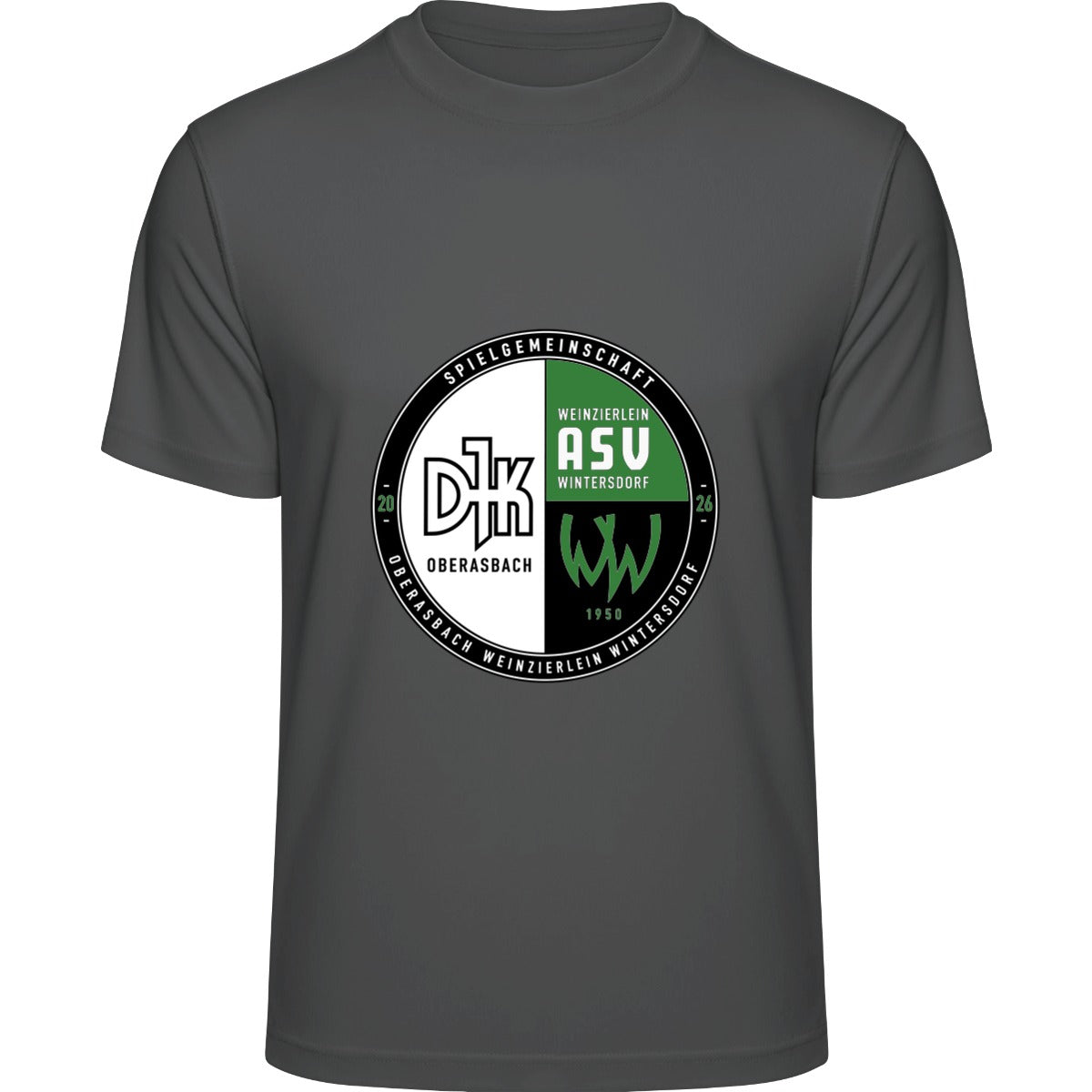 Aktion Sport T-Shirt Herren JC001 VA-JC001 – Vereinslogo mittig Charcoal Vorderseite