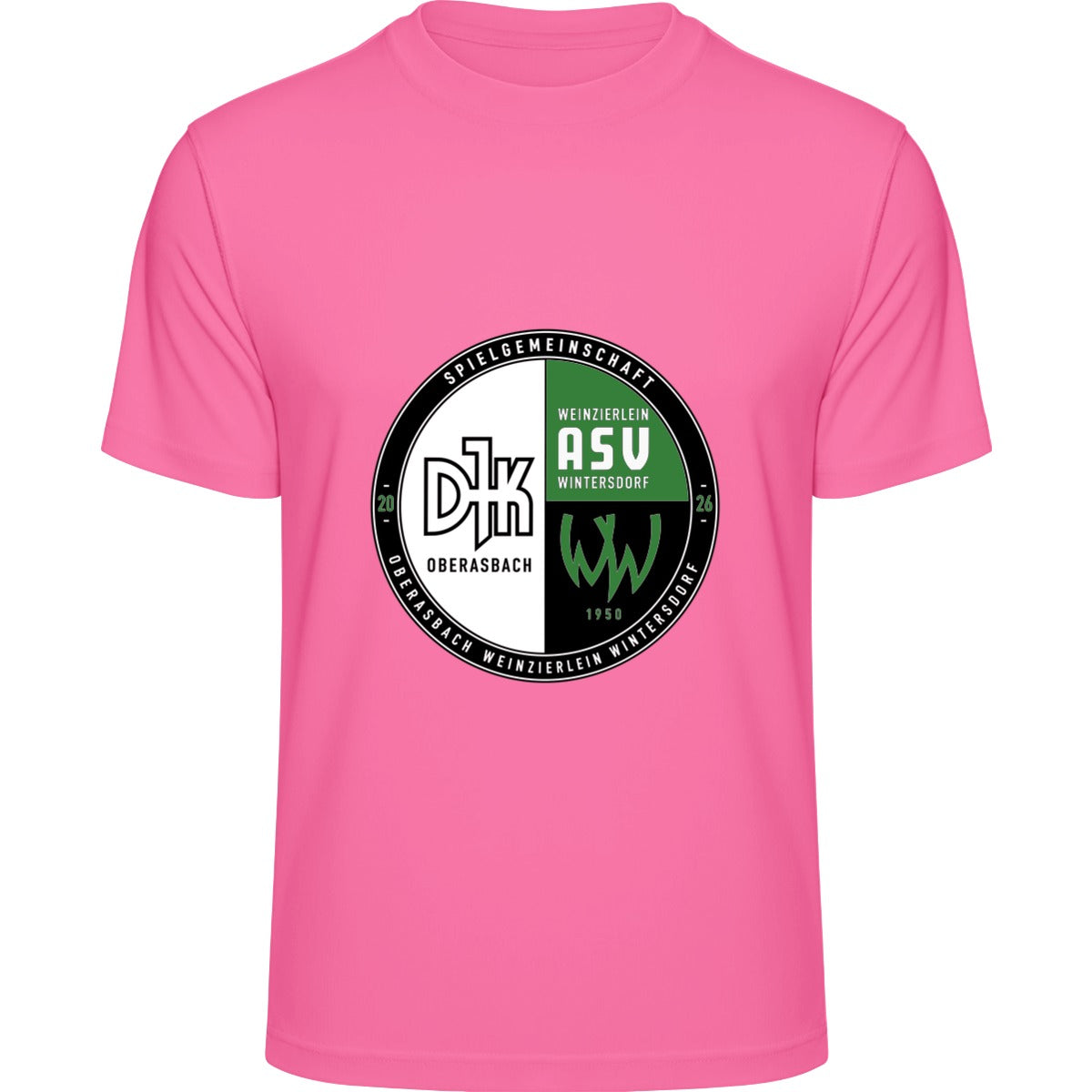 Aktion Sport T-Shirt Herren JC001 VA-JC001 – Vereinslogo mittig Electric Pink Vorderseite