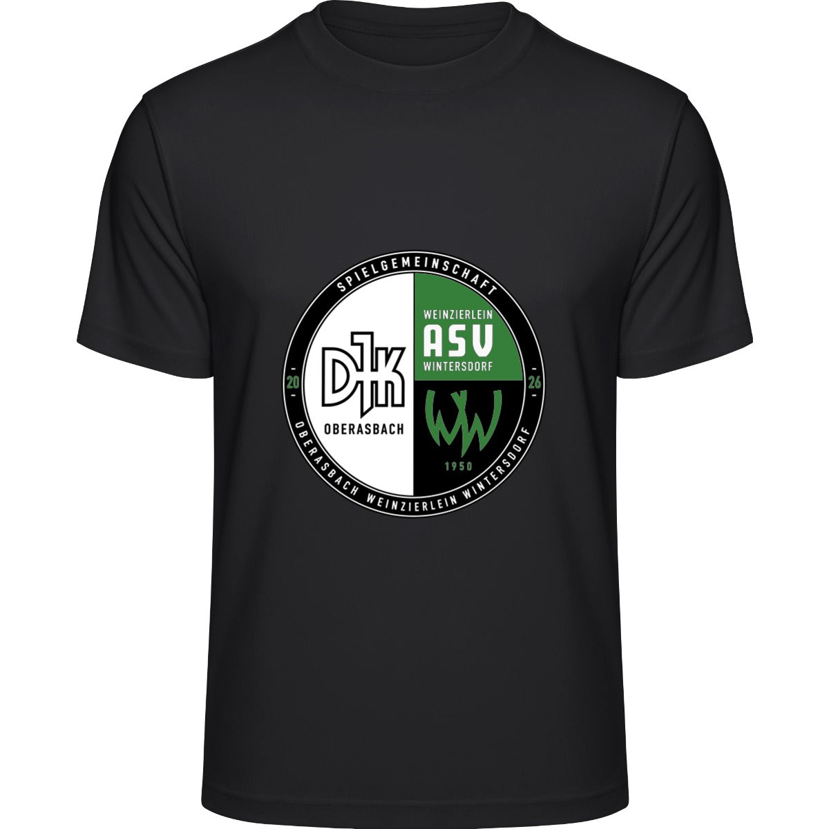 Aktion Sport T-Shirt Herren JC001 VA-JC001 – Vereinslogo mittig Jet Black Vorderseite
