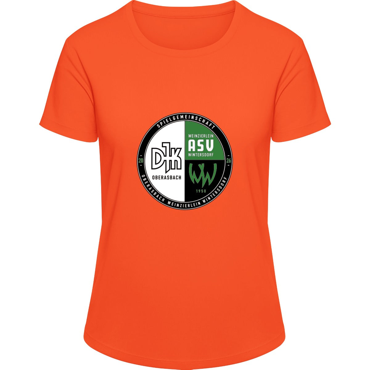 Aktion Sport T-Shirt Damen JC005 VA-JC005 – Vereinslogo mittig Electric Orange Vorderseite