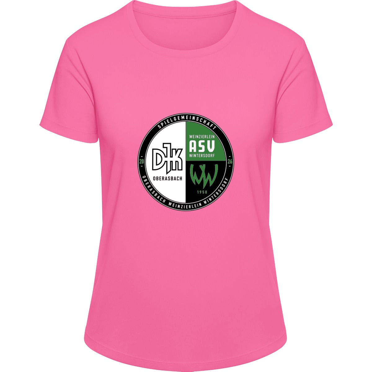 Aktion Sport T-Shirt Damen JC005 VA-JC005 – Vereinslogo mittig Electric Pink Vorderseite