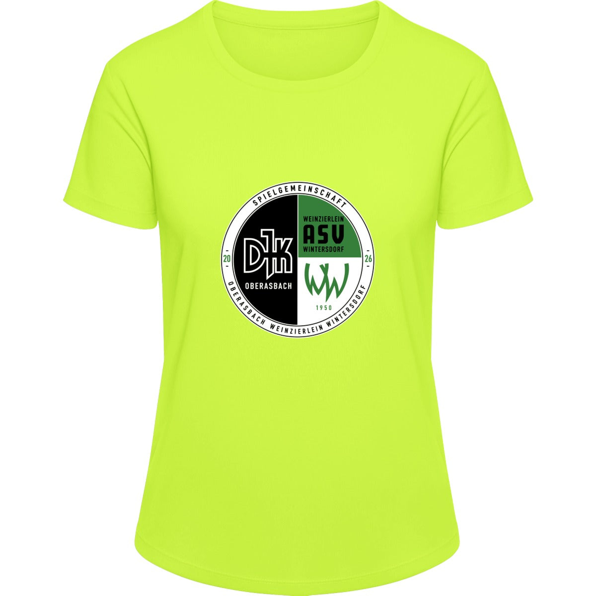 Aktion Sport T-Shirt Damen JC005 VA-JC005 – Vereinslogo mittig Electric Yellow Vorderseite