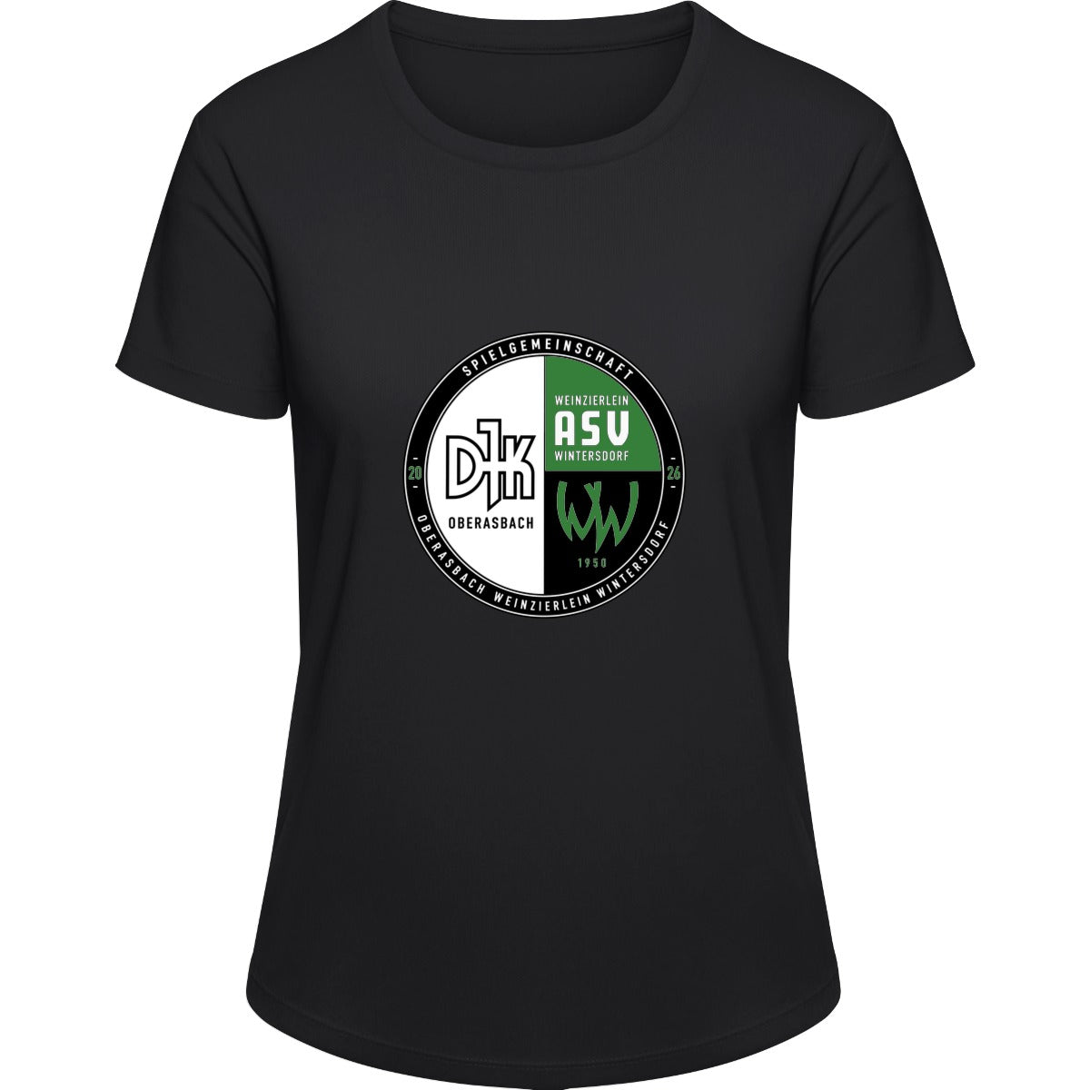 Aktion Sport T-Shirt Damen JC005 VA-JC005 – Vereinslogo mittig Jet Black Vorderseite