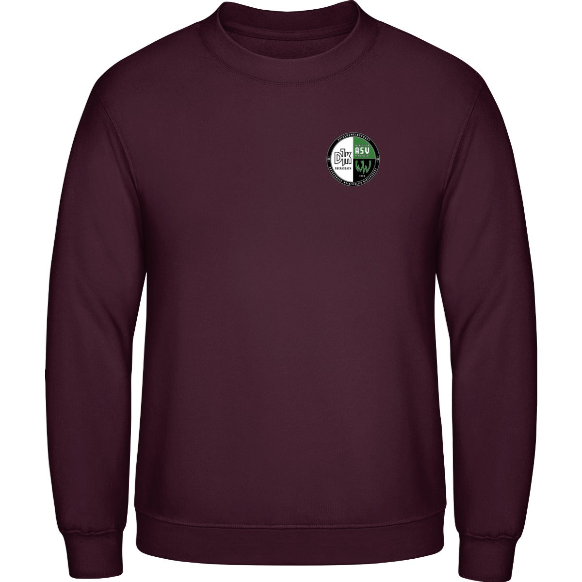 AWDis Sweat Basic Sweatshirt Herren JH030 – Vereinslogo herzseitig Burgundy Vorderseite
