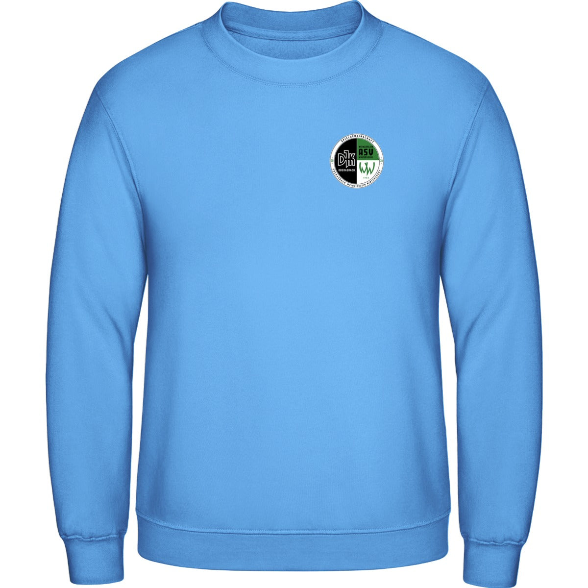 AWDis Sweat Basic Sweatshirt Herren JH030 – Vereinslogo herzseitig Cornflower Blue Vorderseite