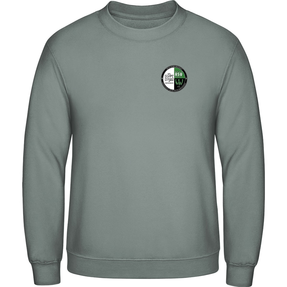 AWDis Sweat Basic Sweatshirt Herren JH030 – Vereinslogo herzseitig Dusty Green Vorderseite