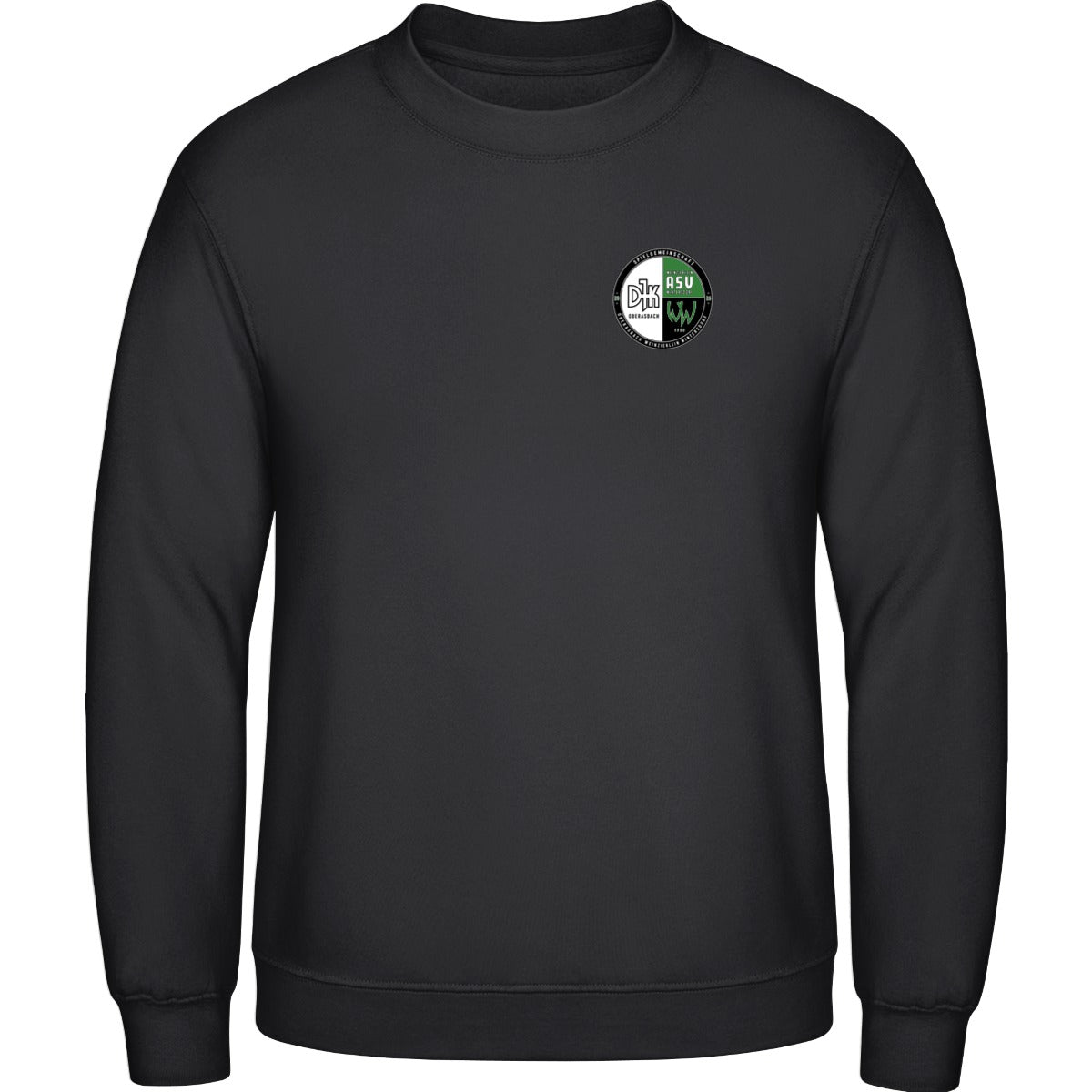 AWDis Sweat Basic Sweatshirt Herren JH030 – Vereinslogo herzseitig Jet Black Vorderseite