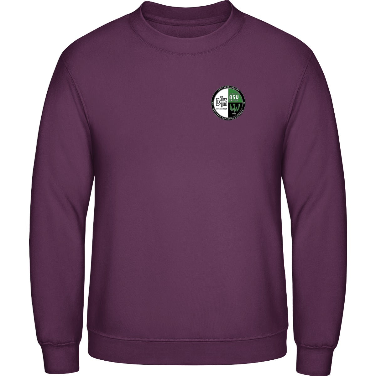 AWDis Sweat Basic Sweatshirt Herren JH030 – Vereinslogo herzseitig Plum Vorderseite