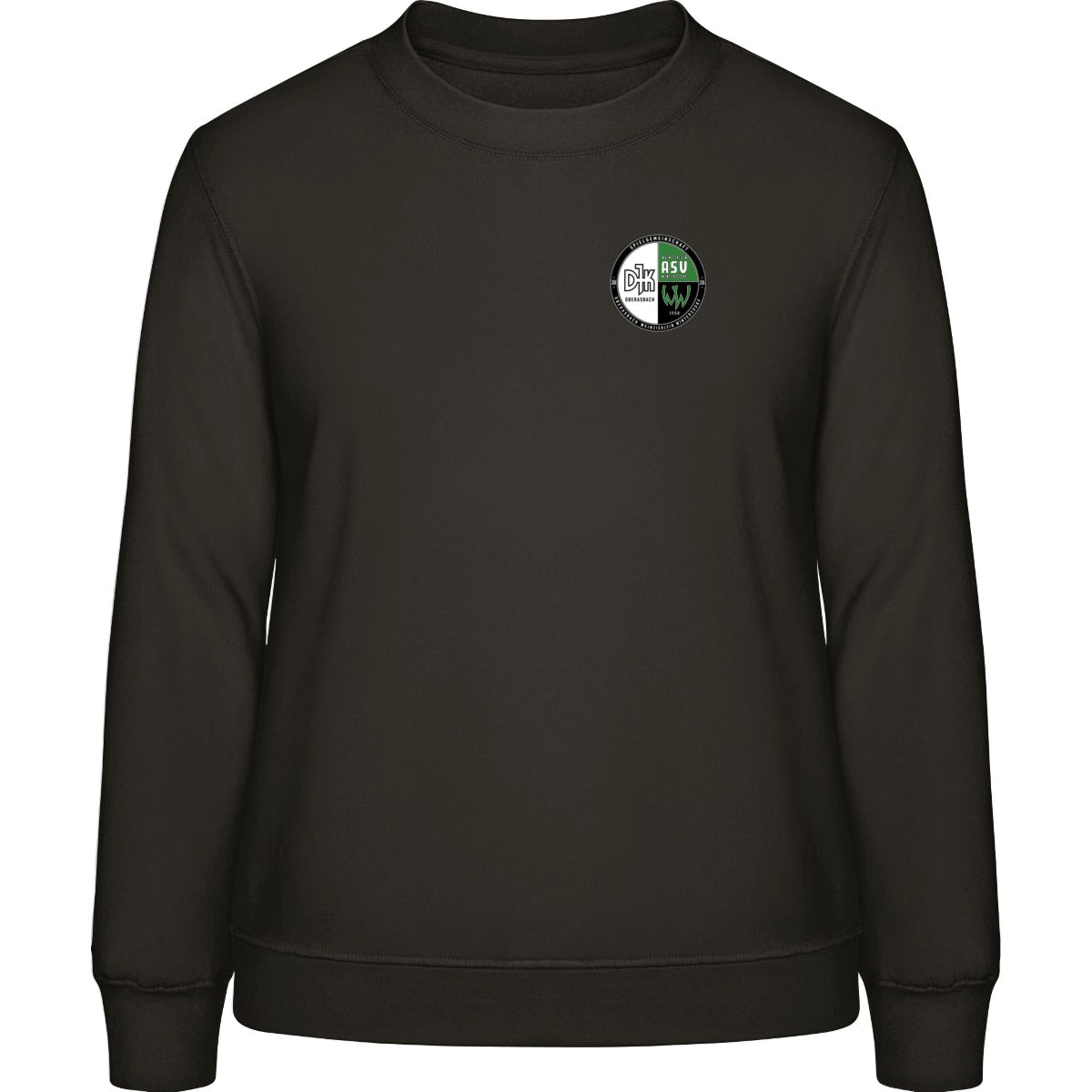 AWDis Sweat Basic Sweatshirt Damen JH030F – Vereinslogo herzseitig Deep Black Vorderseite