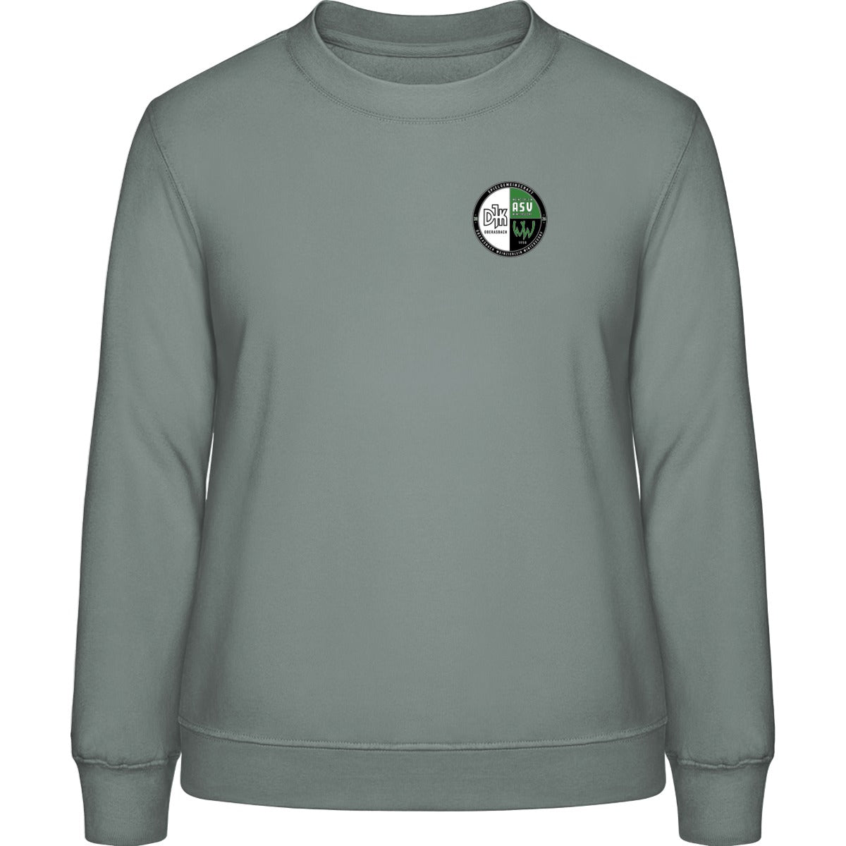 AWDis Sweat Basic Sweatshirt Damen JH030F – Vereinslogo herzseitig Dusty Green Vorderseite
