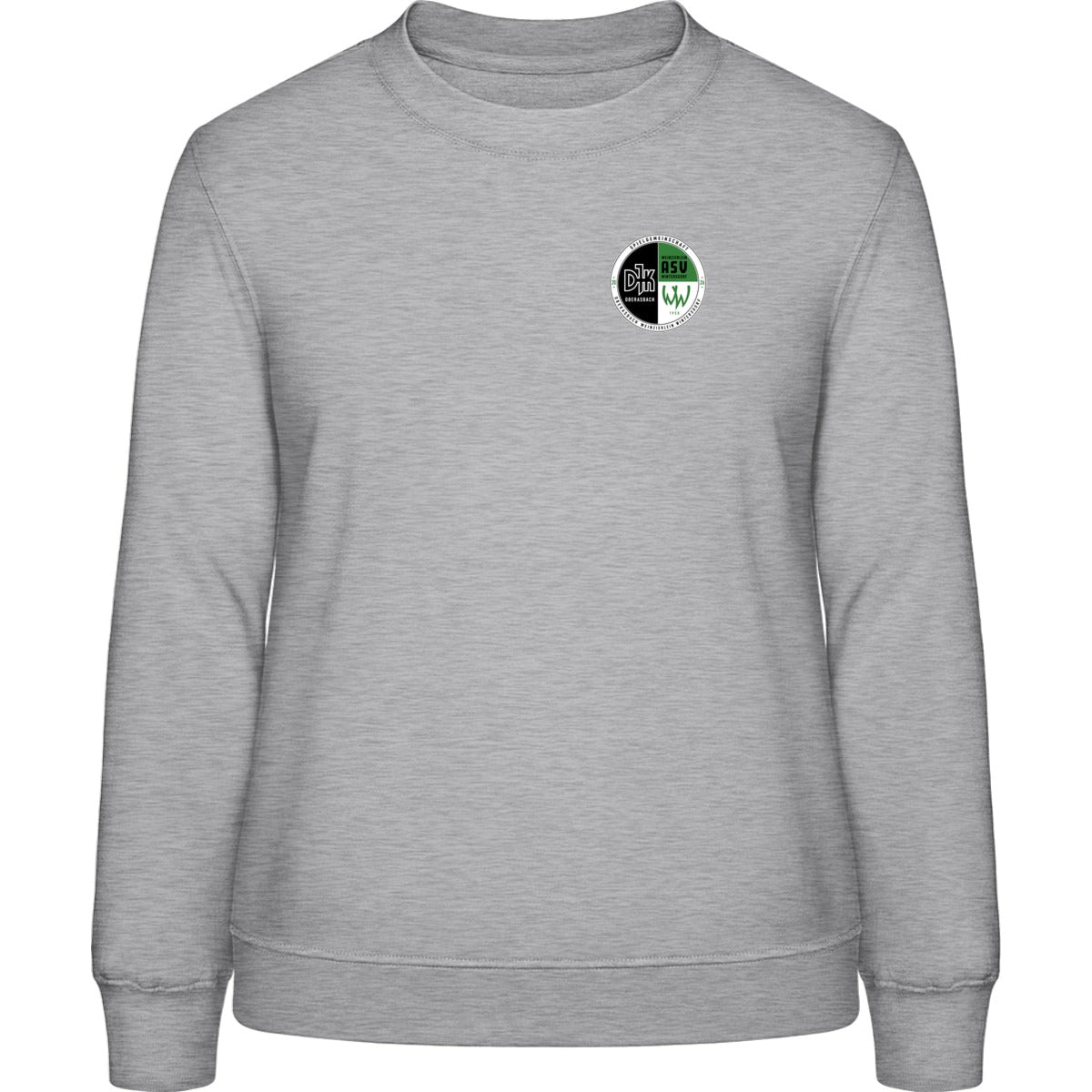 AWDis Sweat Basic Sweatshirt Damen JH030F – Vereinslogo herzseitig Heather Grey Vorderseite