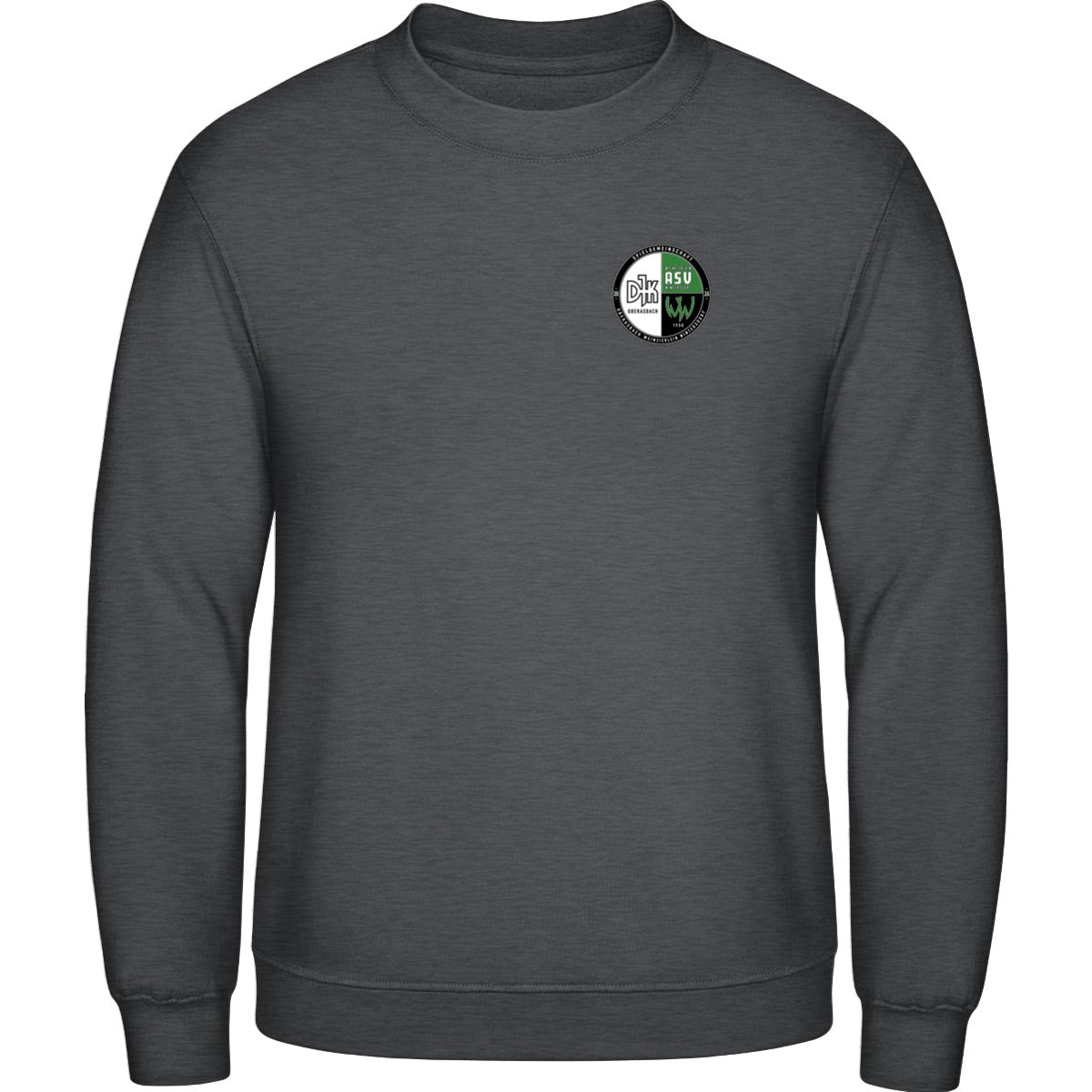 Basic Crewneck Sweatshirt BB003 – Vereinslogo herzseitig Charcoal Vorderseite