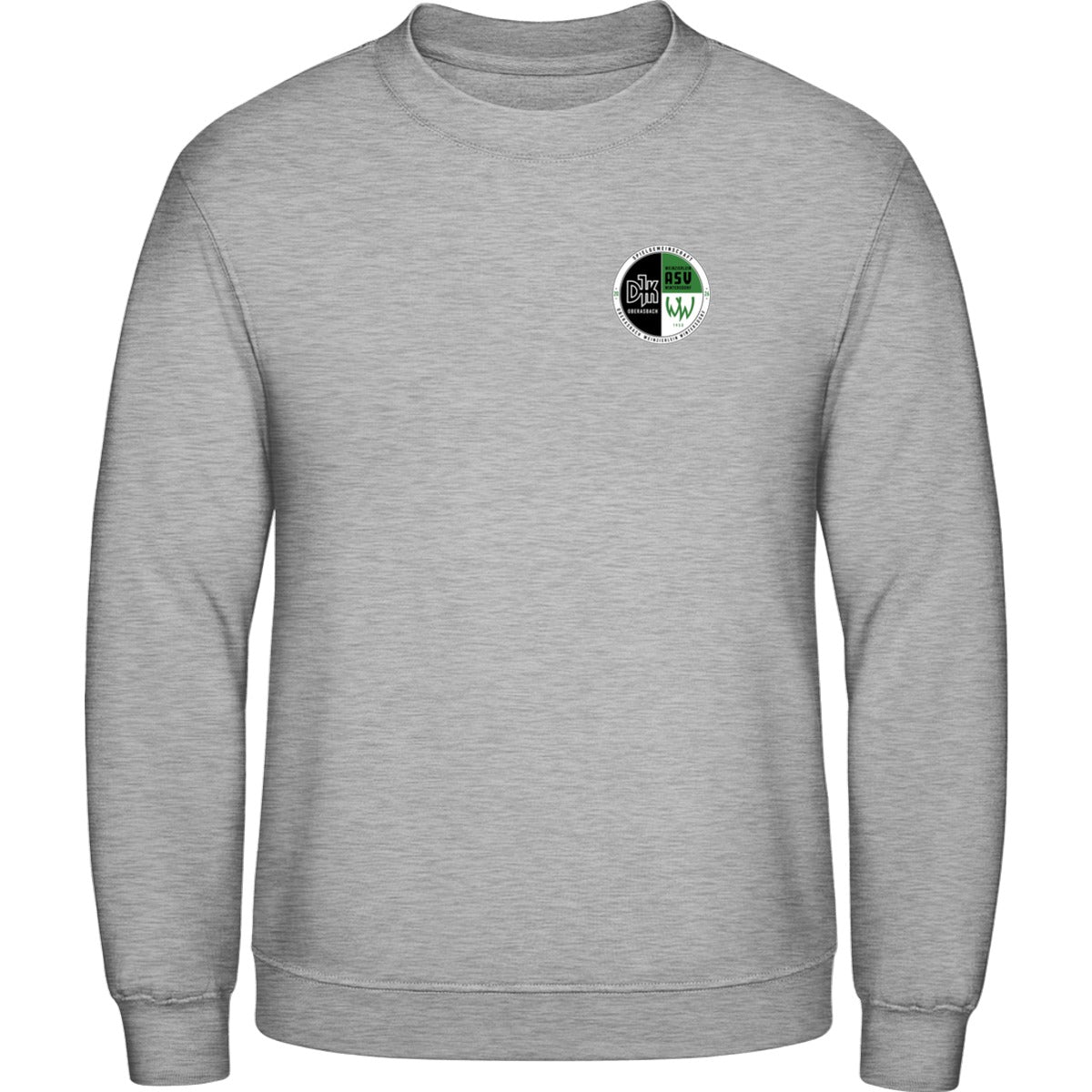 Basic Crewneck Sweatshirt BB003 – Vereinslogo herzseitig Heather Grey Vorderseite