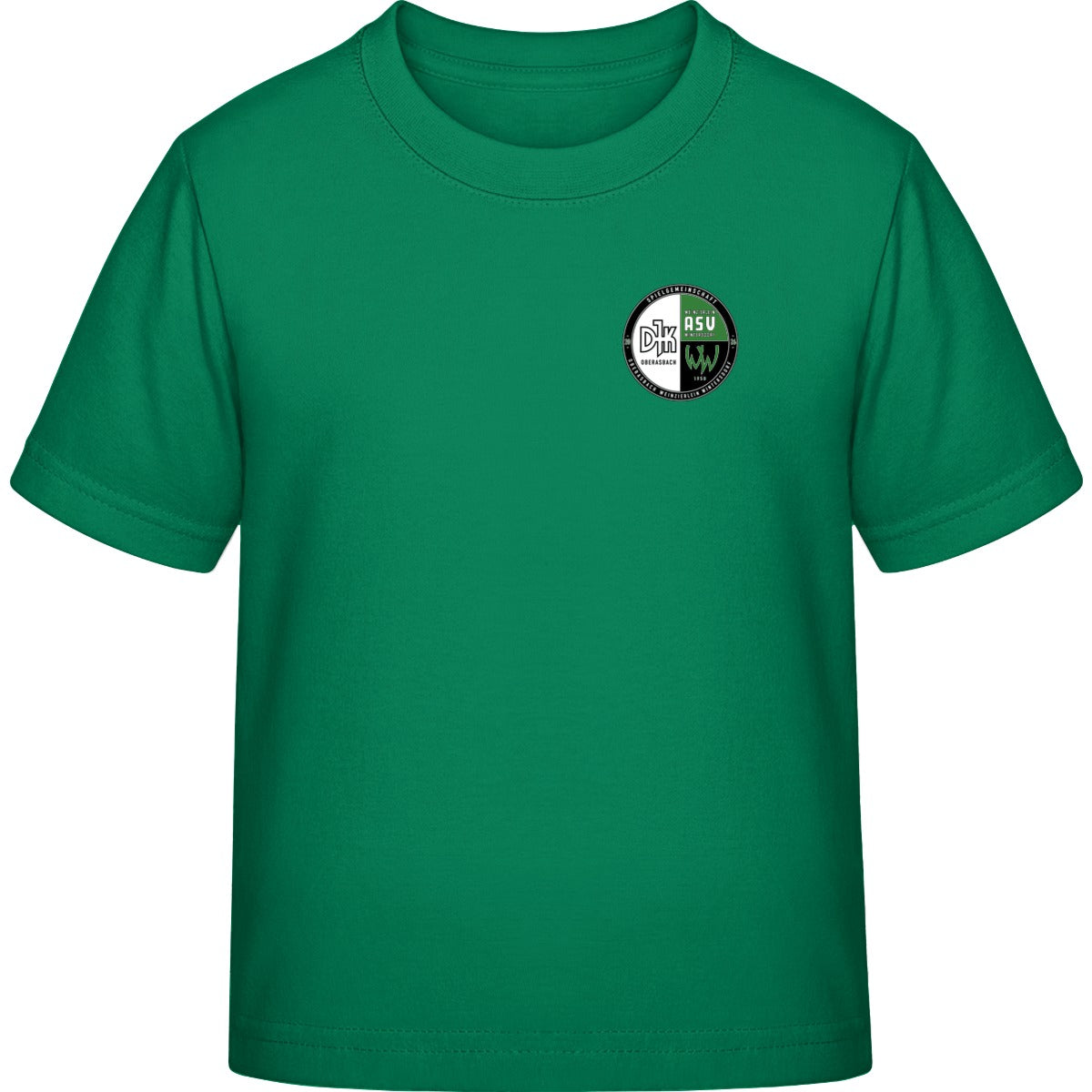 B&C Exact 190 Kids T-Shirt BCTK301 – Vereinslogo herzseitig Kelly Green Vorderseite