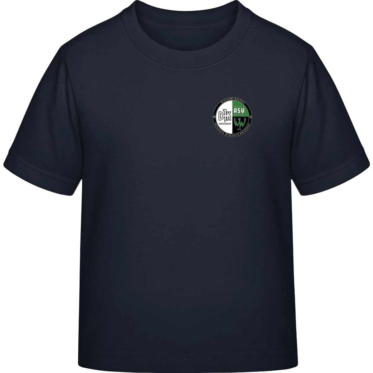 B&C Exact 190 Kids T-Shirt BCTK301 – Vereinslogo herzseitig Navy Vorderseite