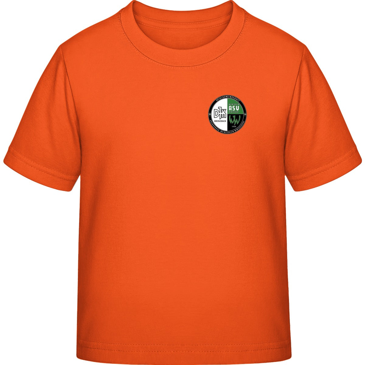 B&C Exact 190 Kids T-Shirt BCTK301 – Vereinslogo herzseitig Orange Vorderseite