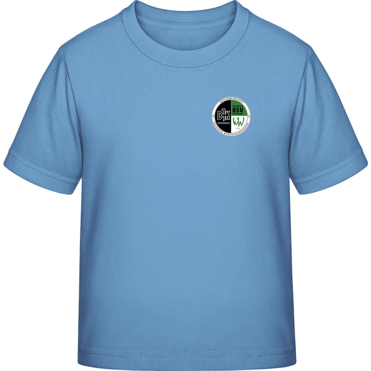 B&C Exact 190 Kids T-Shirt BCTK301 – Vereinslogo herzseitig Sky Blue Vorderseite