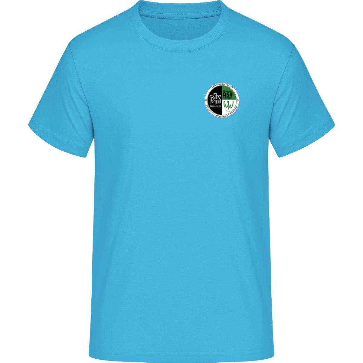 Iconic Unisex T-Shirt Creator 2.0 STTU169 – Vereinslogo herzseitig Aqua Blue Vorderseite