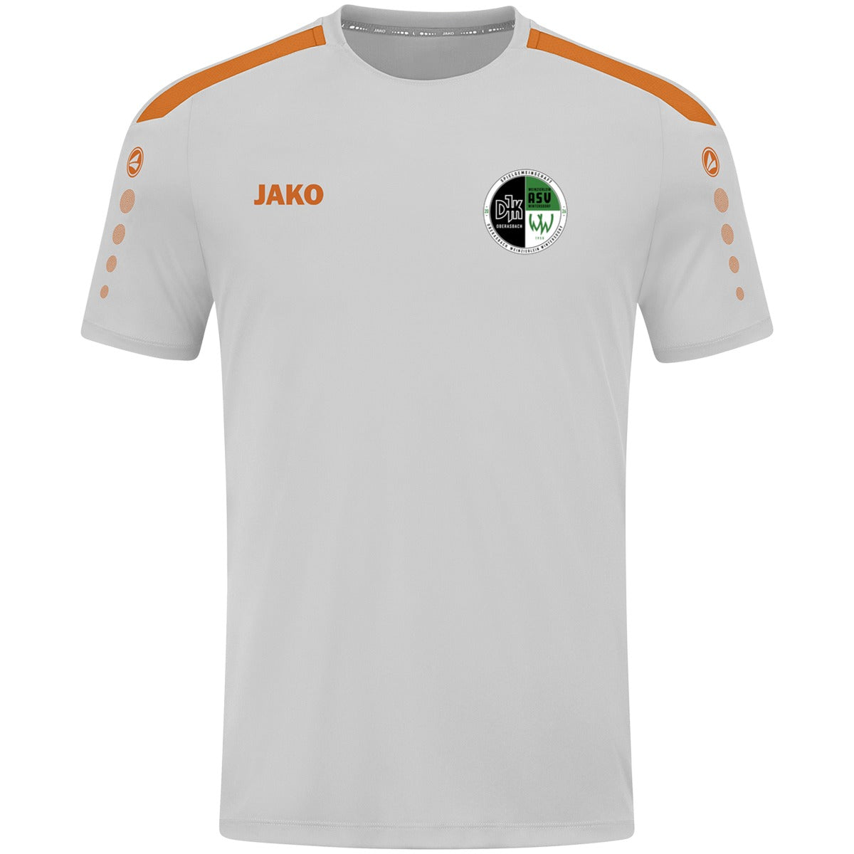 4223M-Power-Men – Vereinslogo herzseitig Soft Grey/Neonorange Vorderseite
