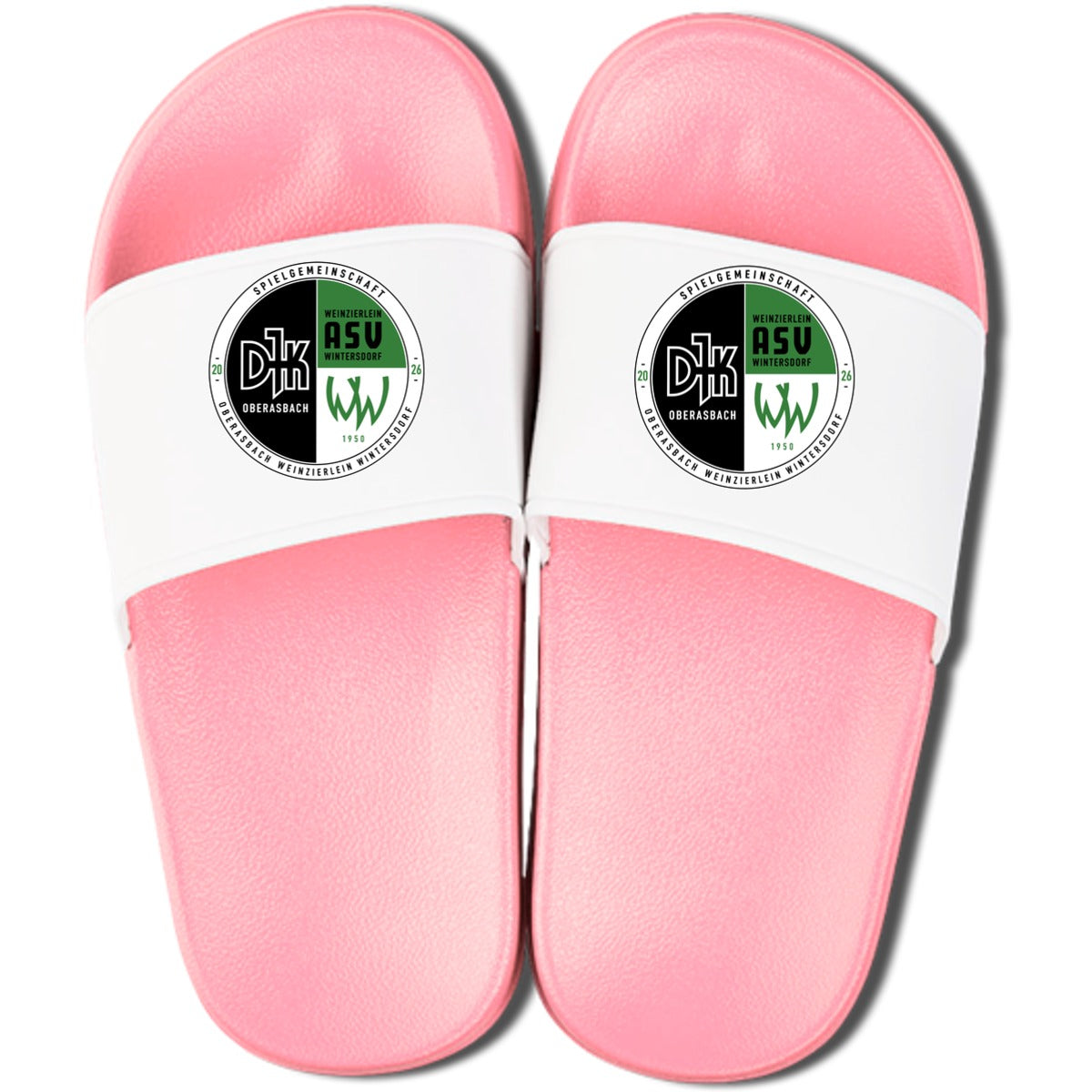 ADLK-Kids-Slides – Vereinslogo mittig groß Rosa/Weiß Vorderseite