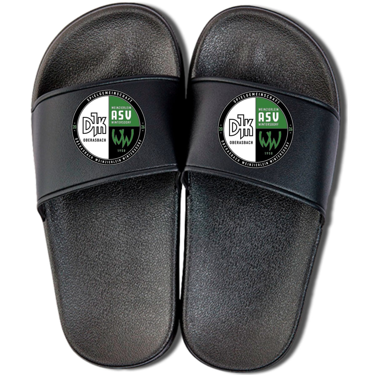 ADLK-Kids-Slides – Vereinslogo mittig groß Schwarz/Schwarz Vorderseite