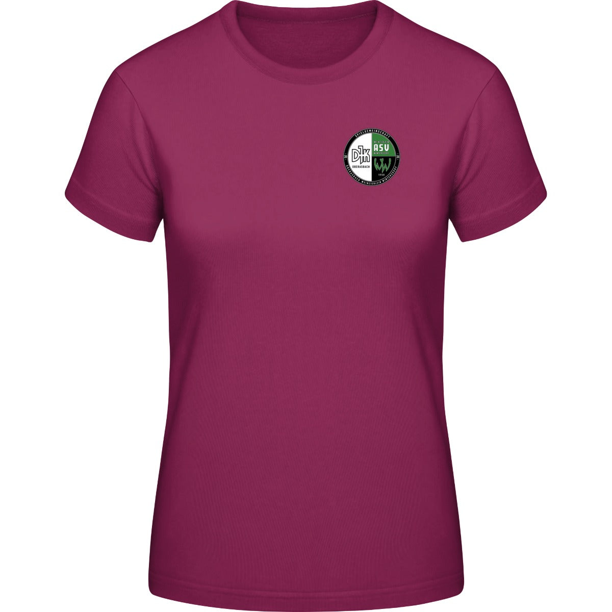 B&C #E190 T-Shirt Women – Vereinslogo herzseitig Burgundy Vorderseite