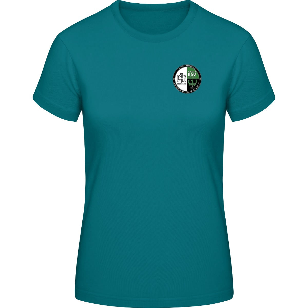 B&C #E190 T-Shirt Women – Vereinslogo herzseitig Diva Blue Vorderseite
