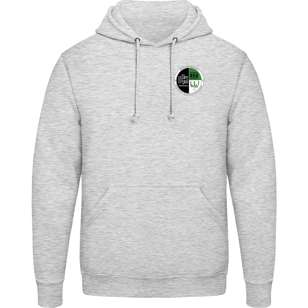 College Hoodie JH001 – Vereinslogo herzseitig Ash Vorderseite