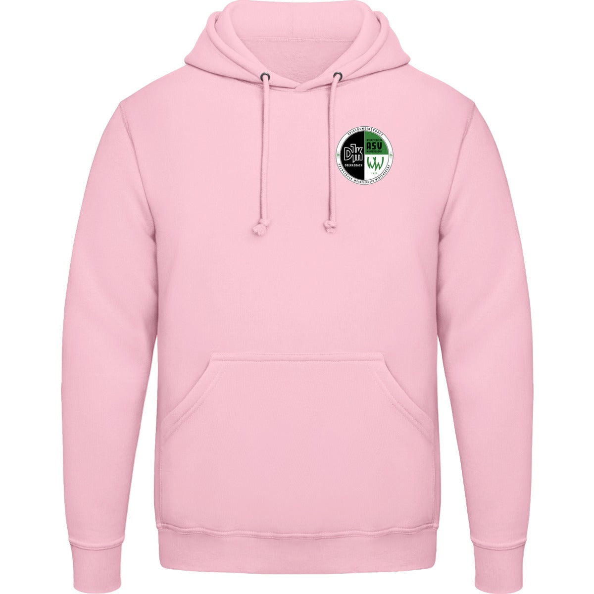College Hoodie JH001 – Vereinslogo herzseitig Baby Pink Vorderseite