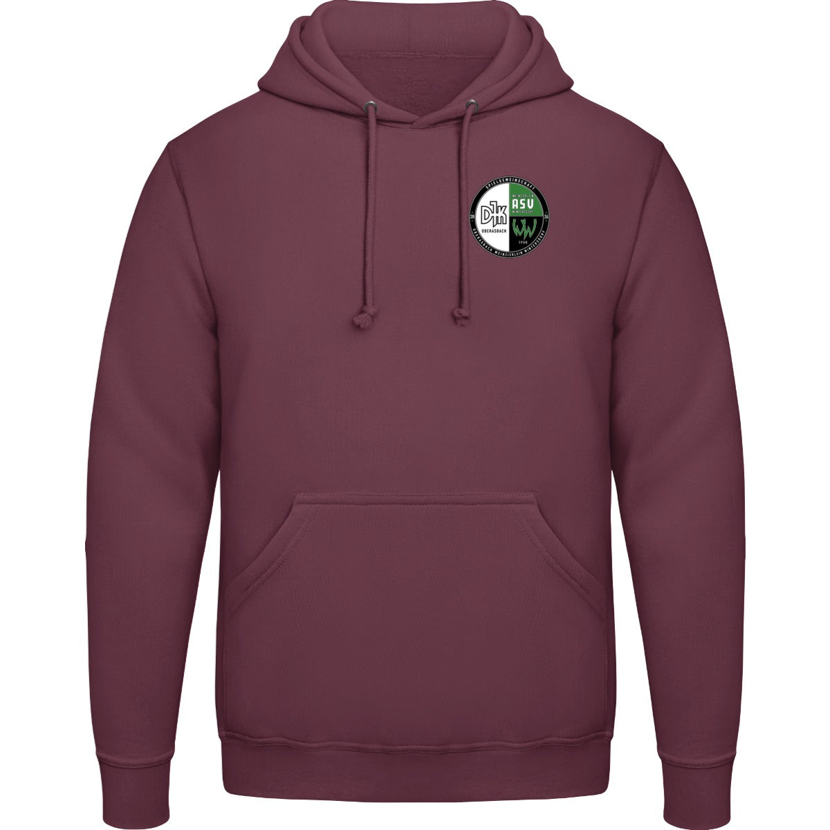 College Hoodie JH001 – Vereinslogo herzseitig Burgundy Smoke Vorderseite