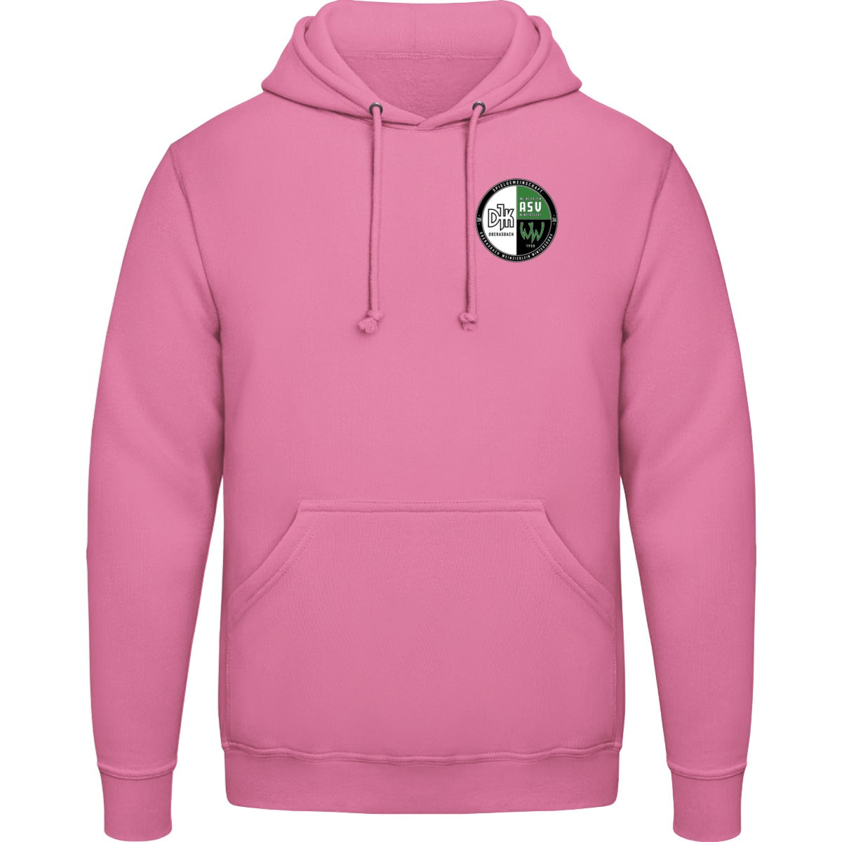 College Hoodie JH001 – Vereinslogo herzseitig Candyfloss Pink Vorderseite