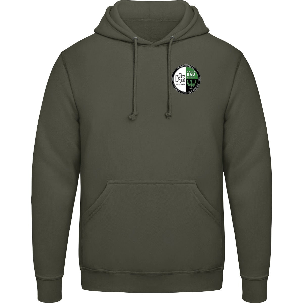 College Hoodie JH001 – Vereinslogo herzseitig Combat Green Vorderseite