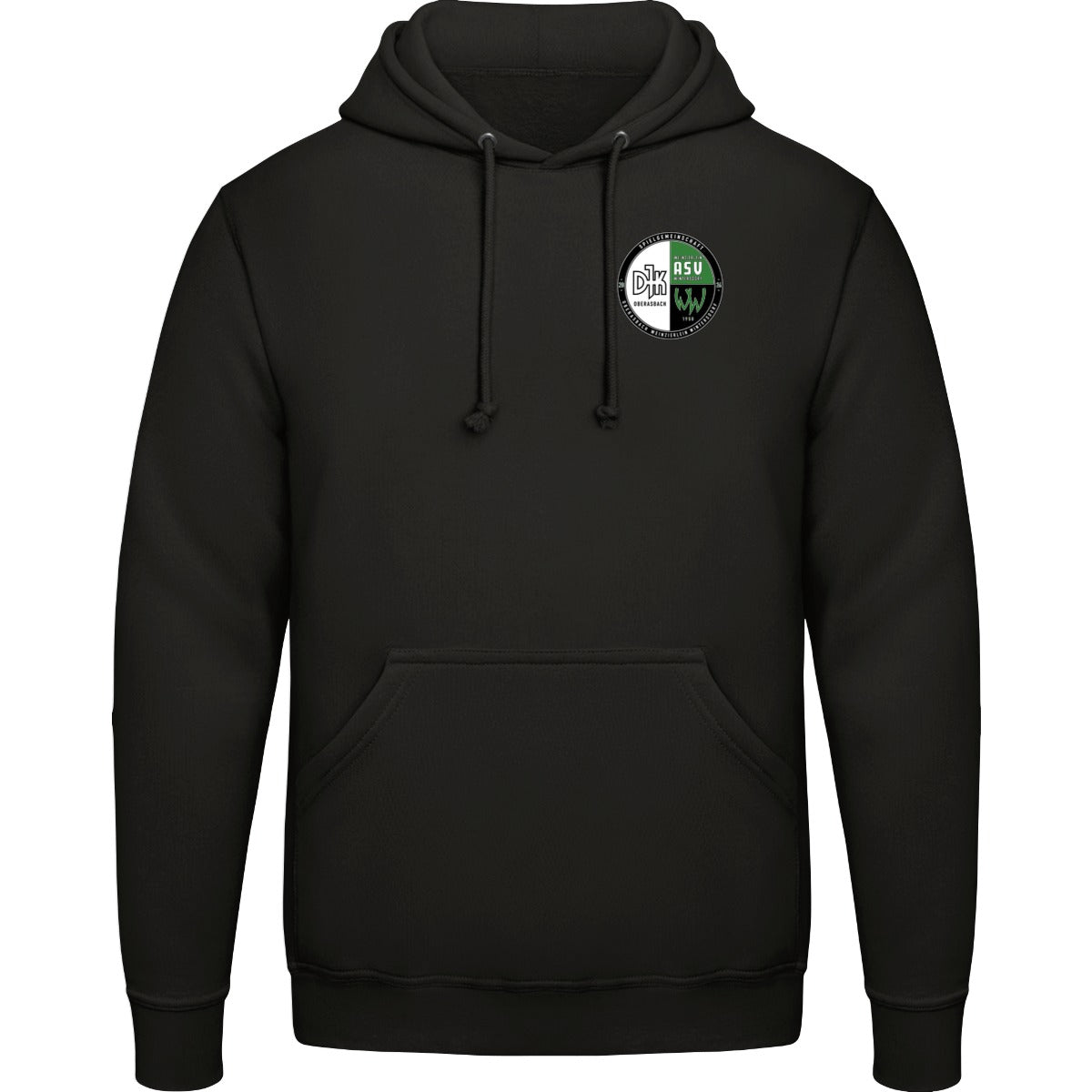 College Hoodie JH001 – Vereinslogo herzseitig Deep Black Vorderseite