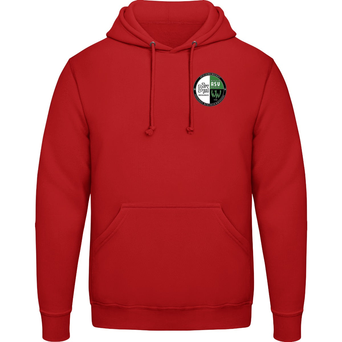 College Hoodie JH001 – Vereinslogo herzseitig Fire Red Vorderseite