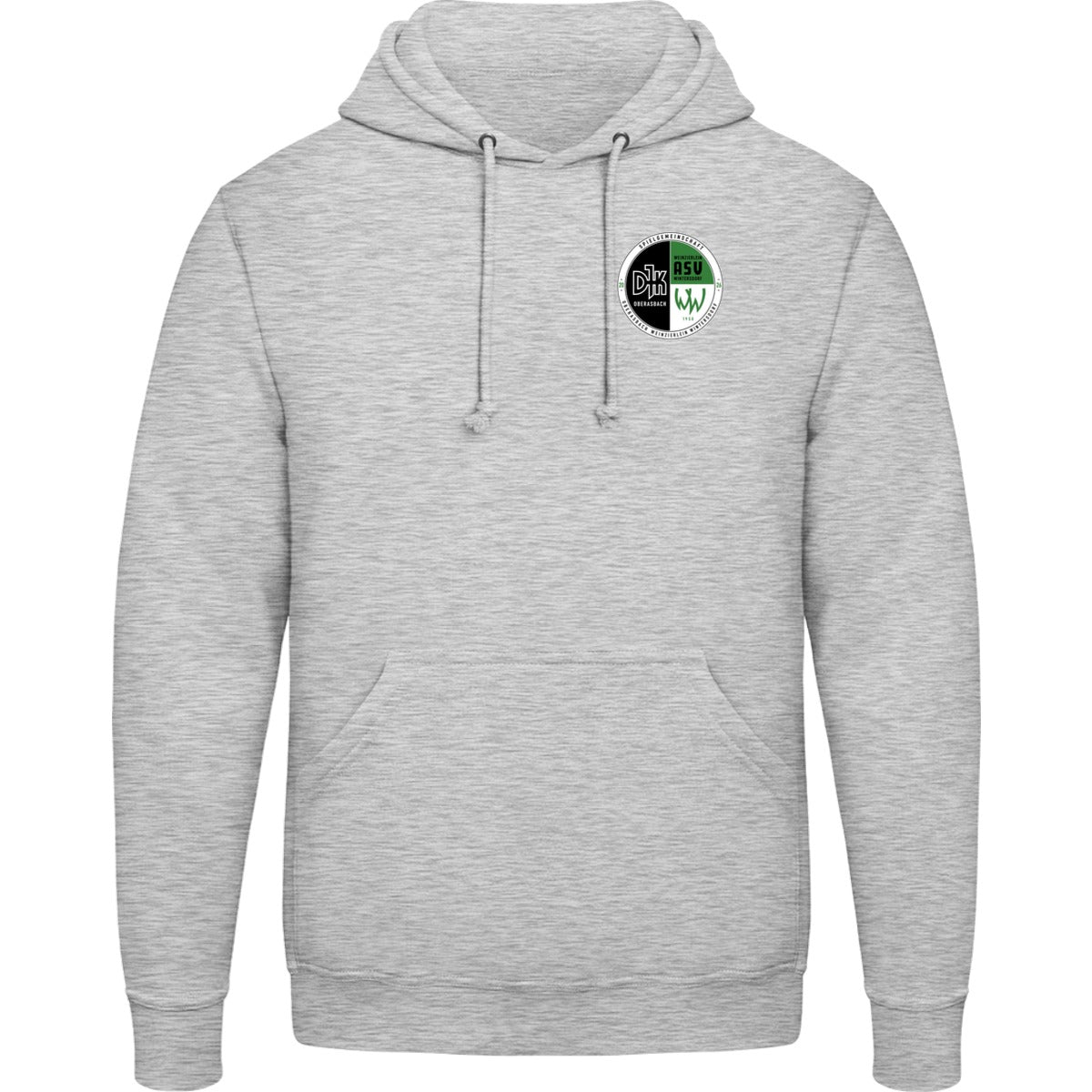College Hoodie JH001 – Vereinslogo herzseitig Heather Grey Vorderseite