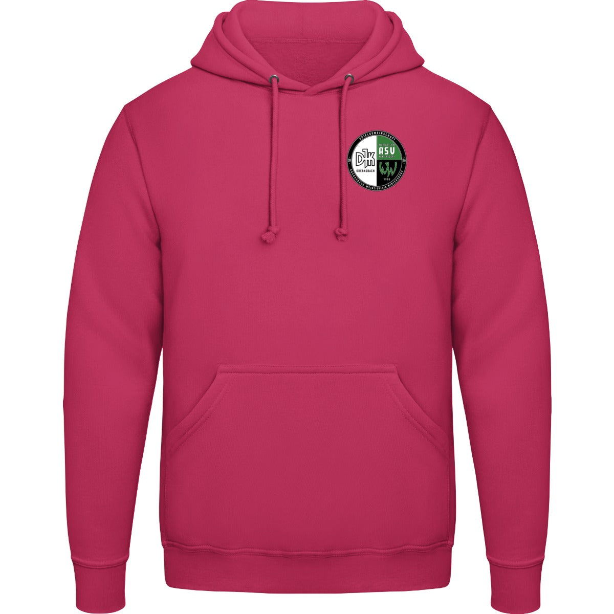 College Hoodie JH001 – Vereinslogo herzseitig Lipstick Pink Vorderseite