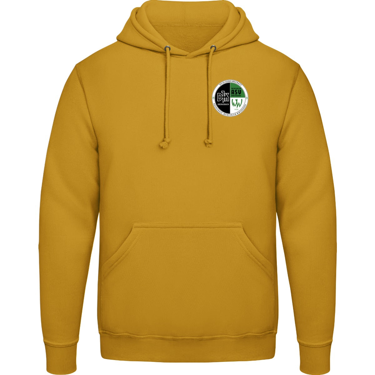College Hoodie JH001 – Vereinslogo herzseitig Mustard Vorderseite