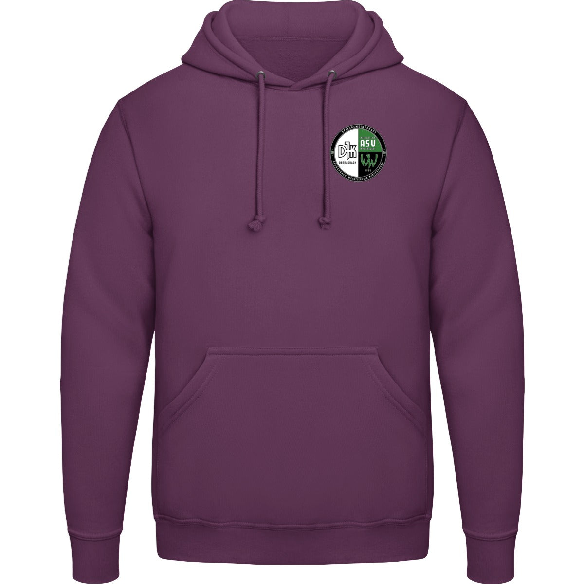 College Hoodie JH001 – Vereinslogo herzseitig Plum Vorderseite