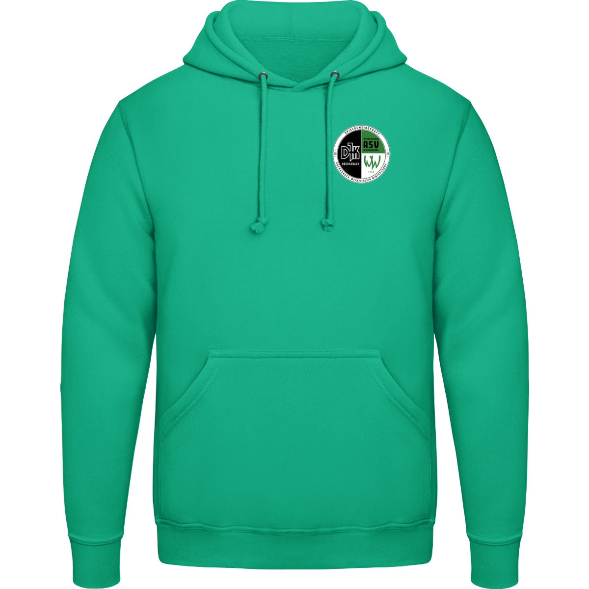College Hoodie JH001 – Vereinslogo herzseitig Spring Green Vorderseite