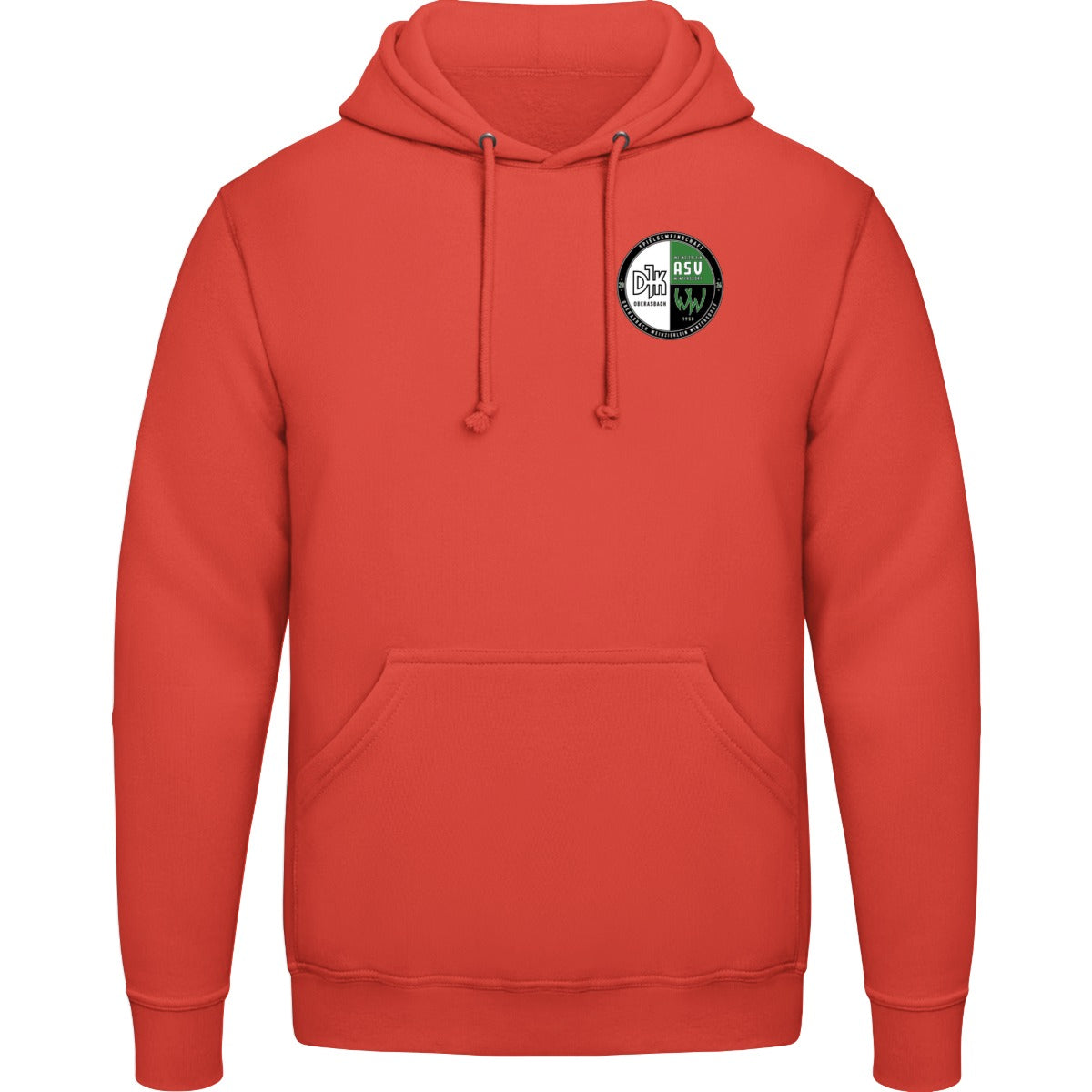 College Hoodie JH001 – Vereinslogo herzseitig Sunset Orange Vorderseite