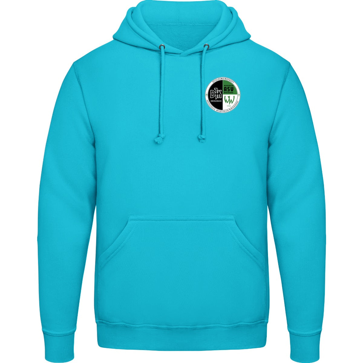 College Hoodie JH001 – Vereinslogo herzseitig Turquoise Surf Vorderseite