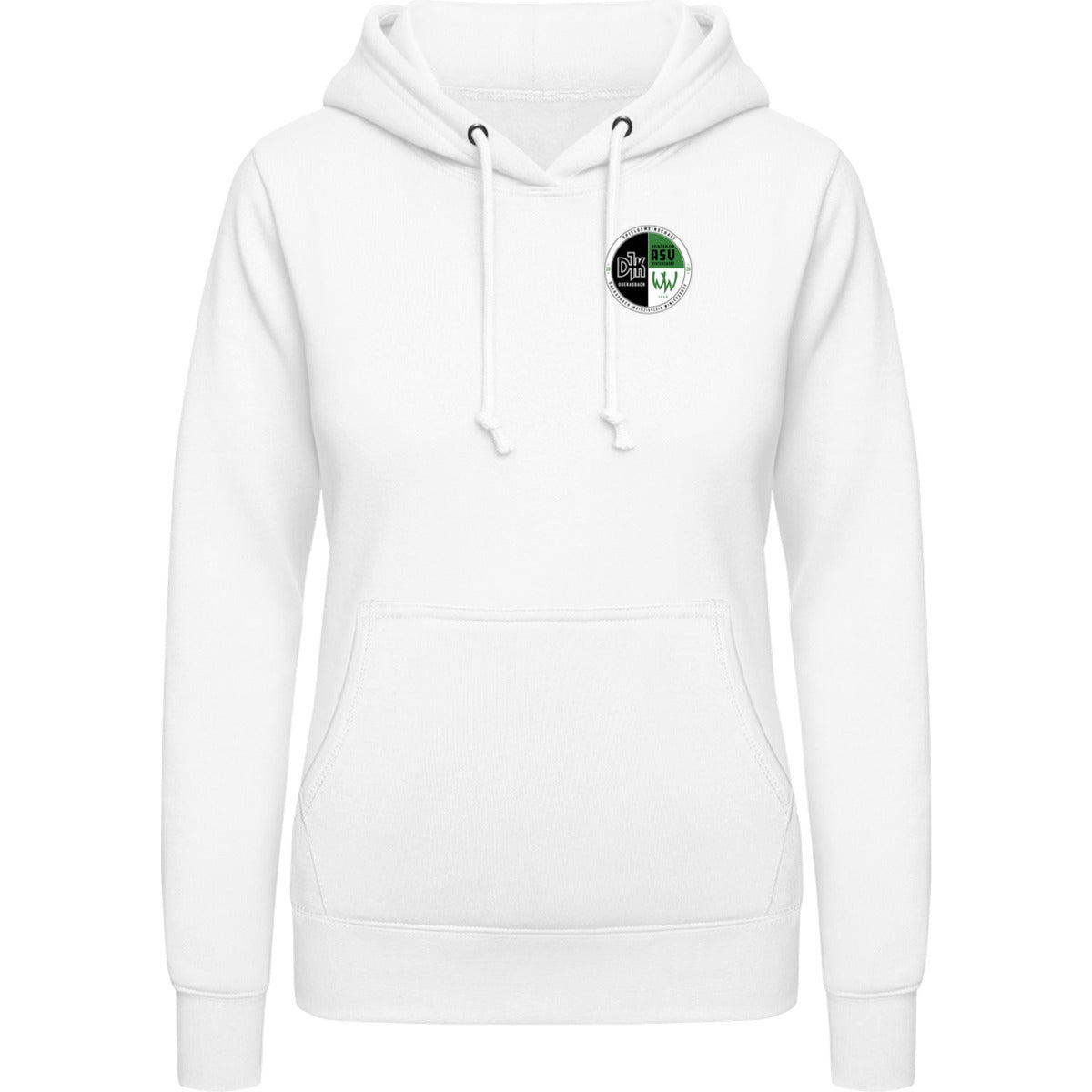 College Hoodie Women JH001F – Vereinslogo herzseitig Arctic White Vorderseite