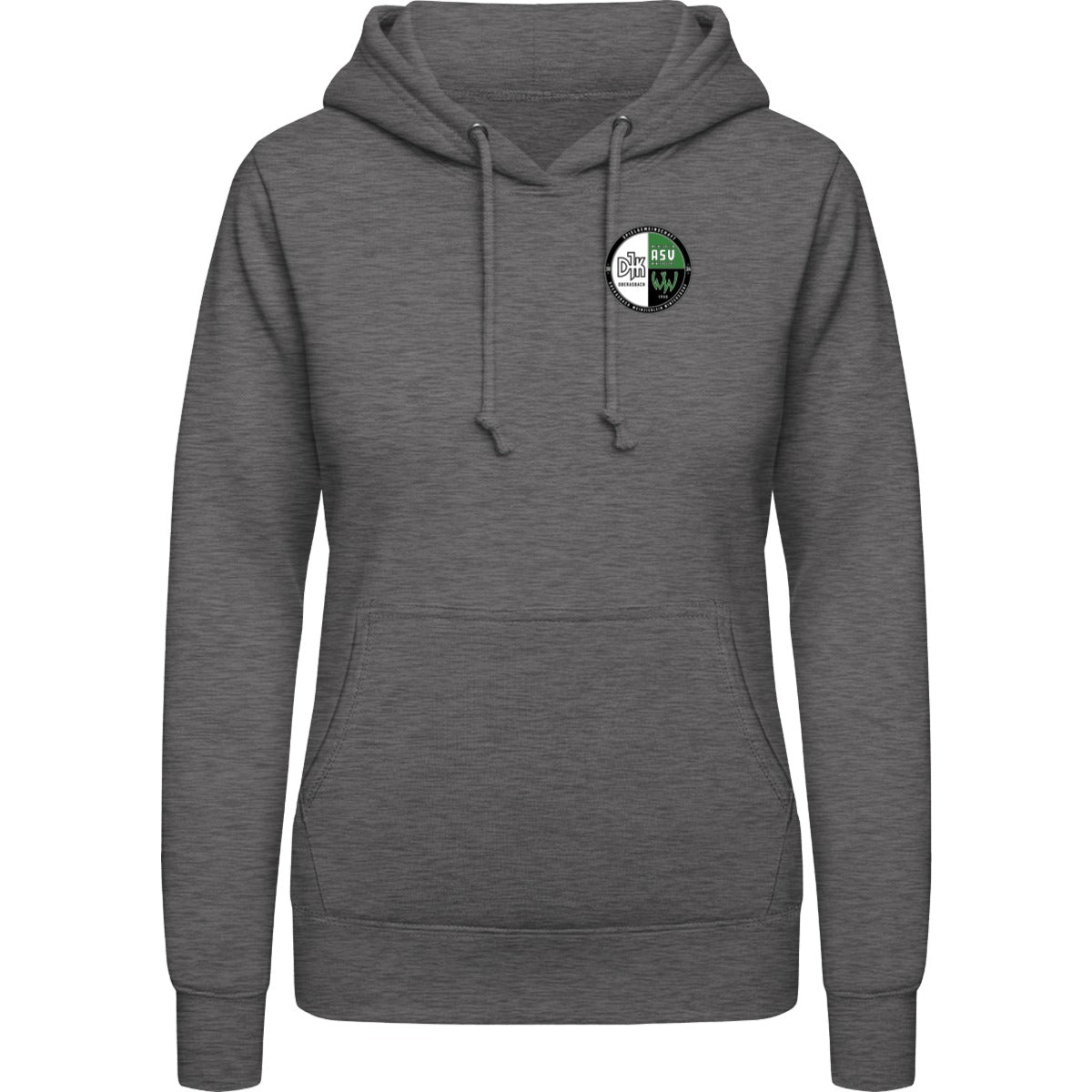 College Hoodie Women JH001F – Vereinslogo herzseitig Charcoal Vorderseite