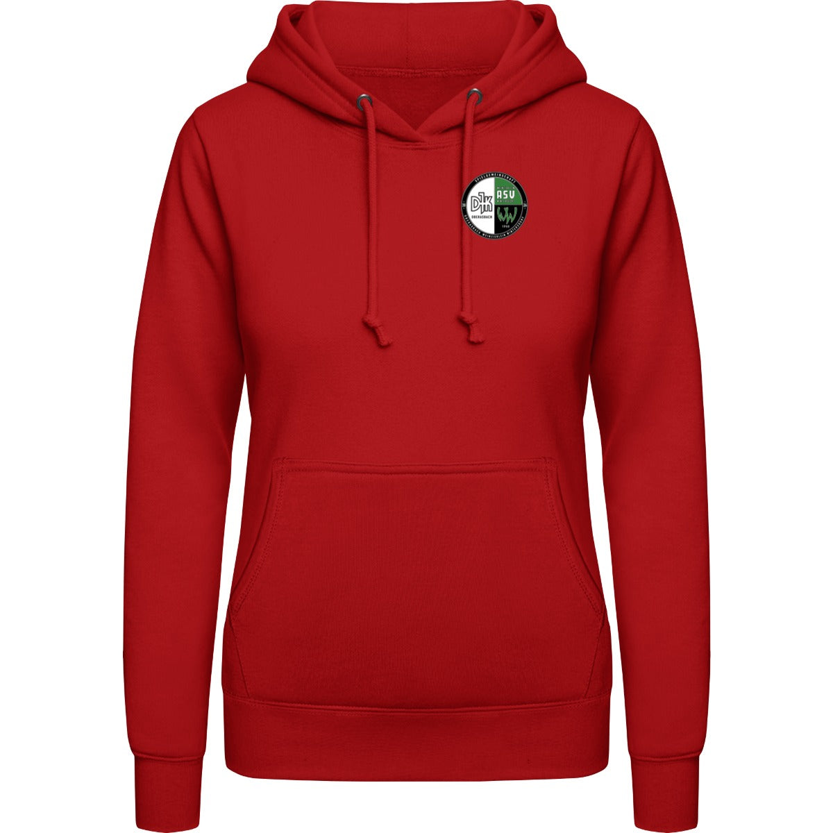 College Hoodie Women JH001F – Vereinslogo herzseitig Fire Red Vorderseite