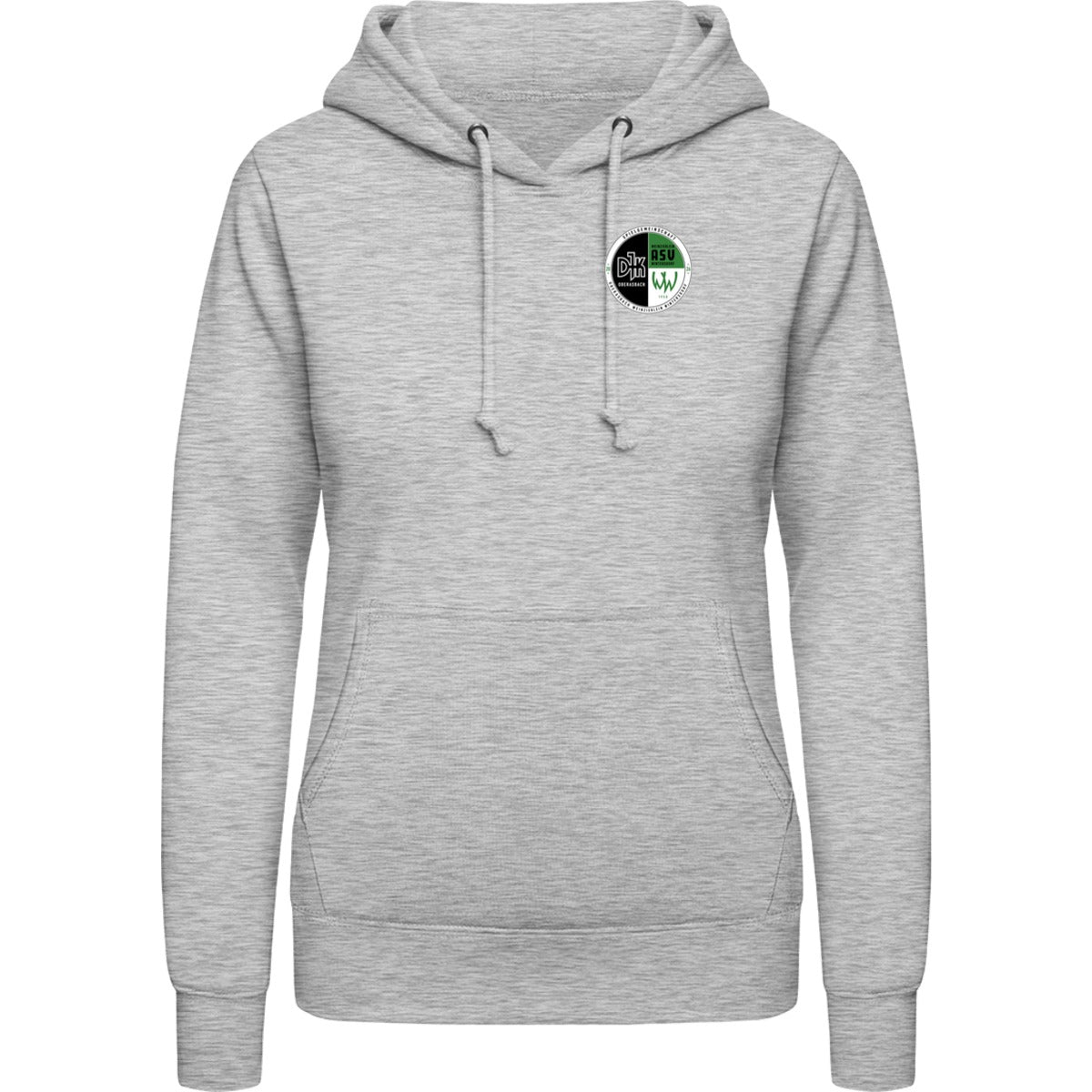College Hoodie Women JH001F – Vereinslogo herzseitig Heather Grey Vorderseite