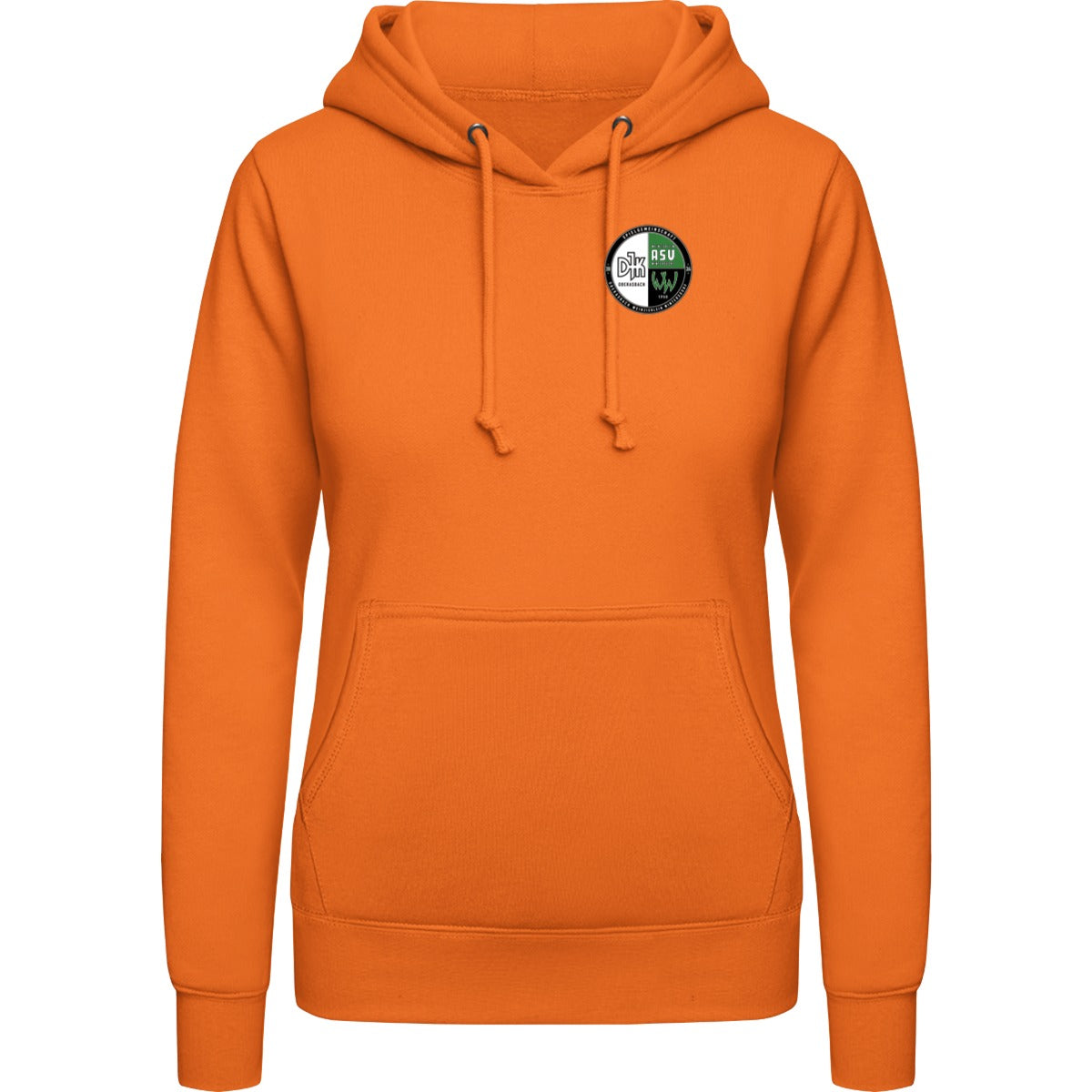 College Hoodie Women JH001F – Vereinslogo herzseitig Orange Crush Vorderseite